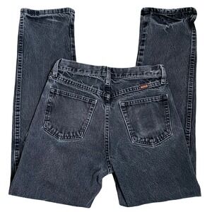 Rustler Mens Vintage Faded Black Straight Leg Distressed Jeans 30x32 80s Western
